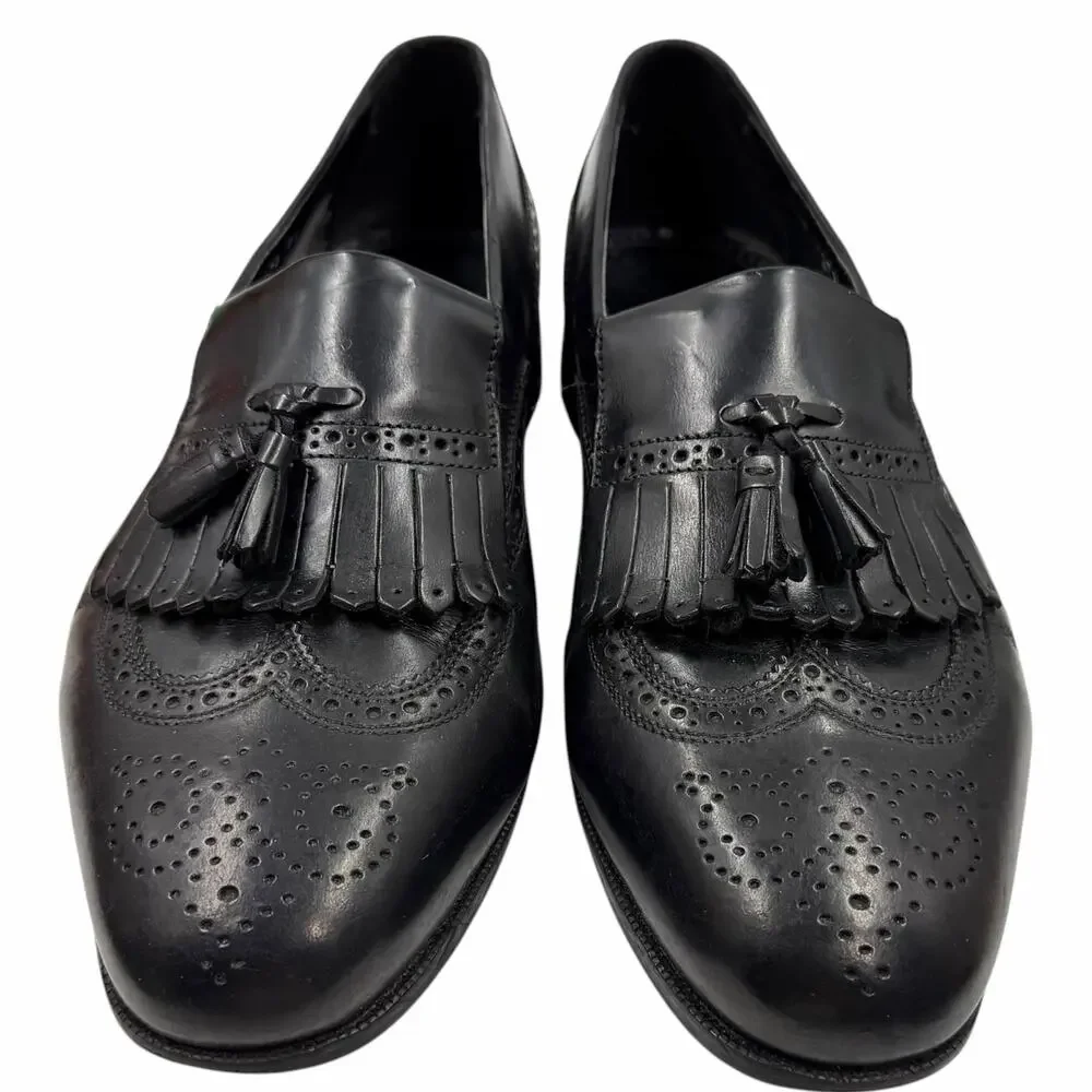 Florsheim Lexington Black Leather Kiltie Tassel Wingtip Loafers Shoes Mens Sz 10